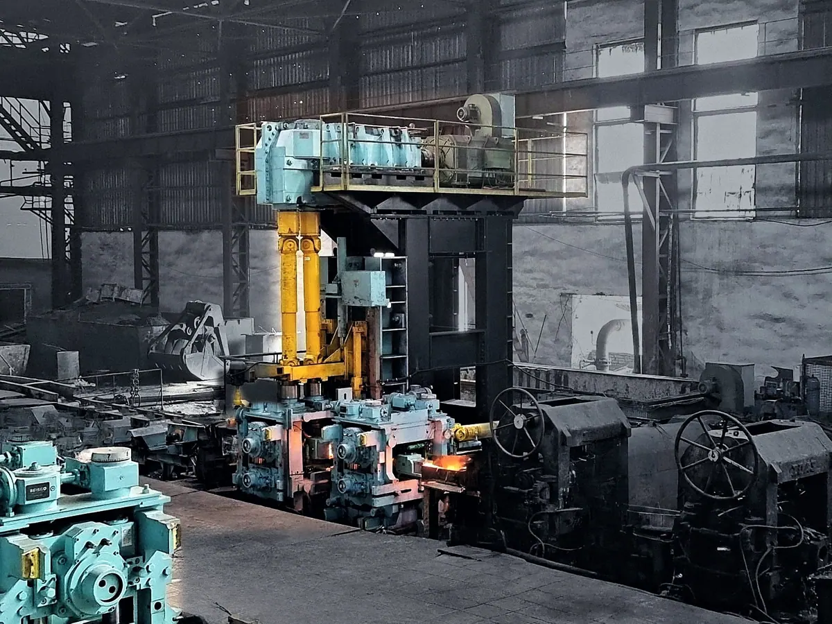 Rolling mill stands in operation