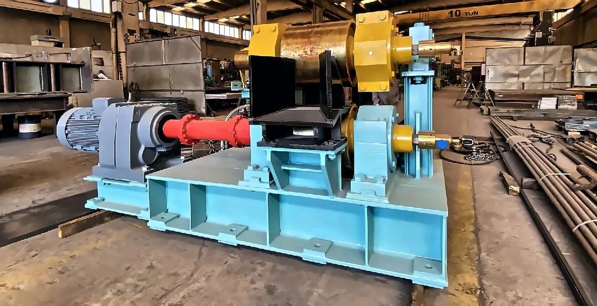 Pinch roll in the workshop, with motor and cardan shaft