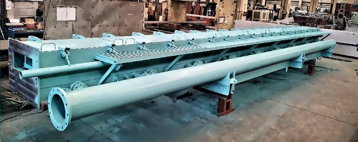 Water cooling line section in the workshop